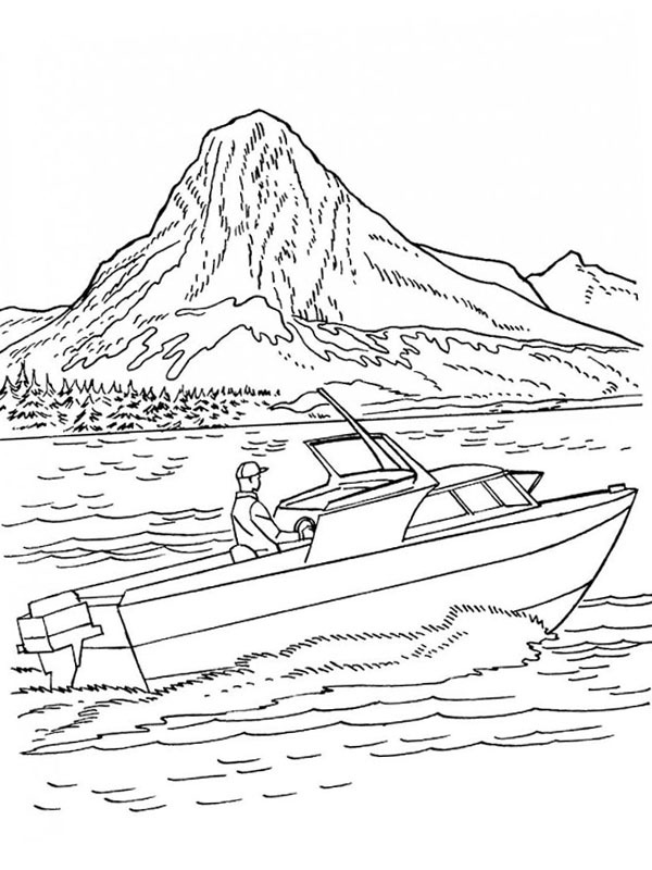 Speedboot op het water Kleurplaat