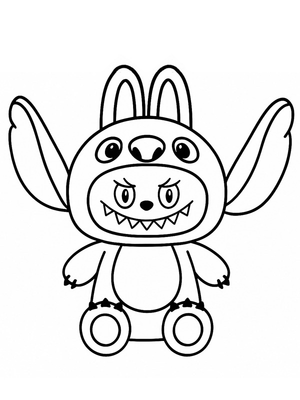 Stitch als Labubu kleurplaat Stitch als Labubu kleurplaat