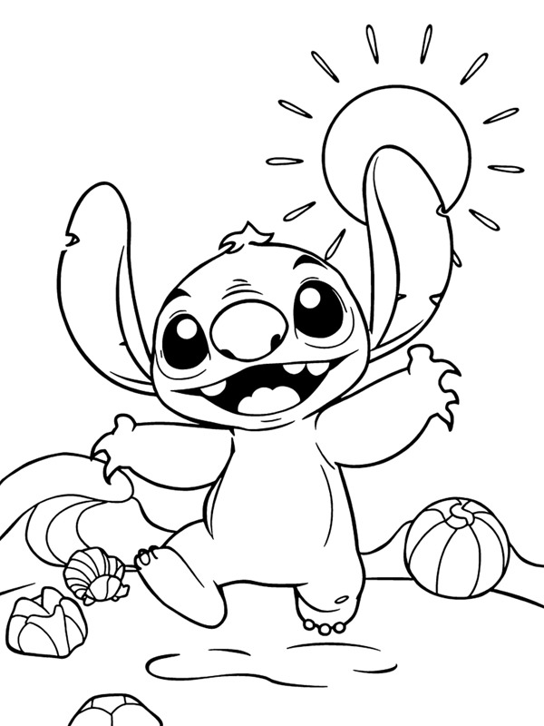 Stitch op het strand kleurplaat Stitch op het strand kleurplaat