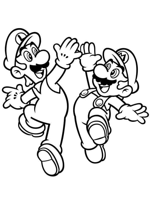 Super Mario en Luigi Kleurplaat