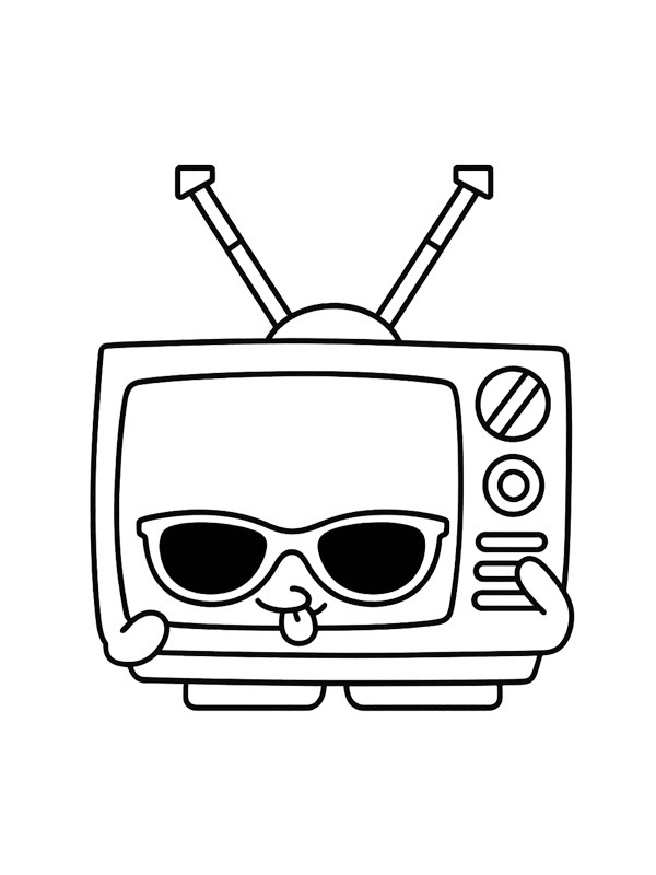 Teenie TV Shopkins kleurplaat Teenie TV Shopkins kleurplaat