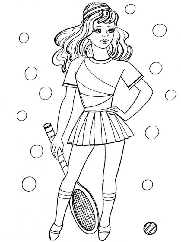 Tennis meisje Kleurplaat
