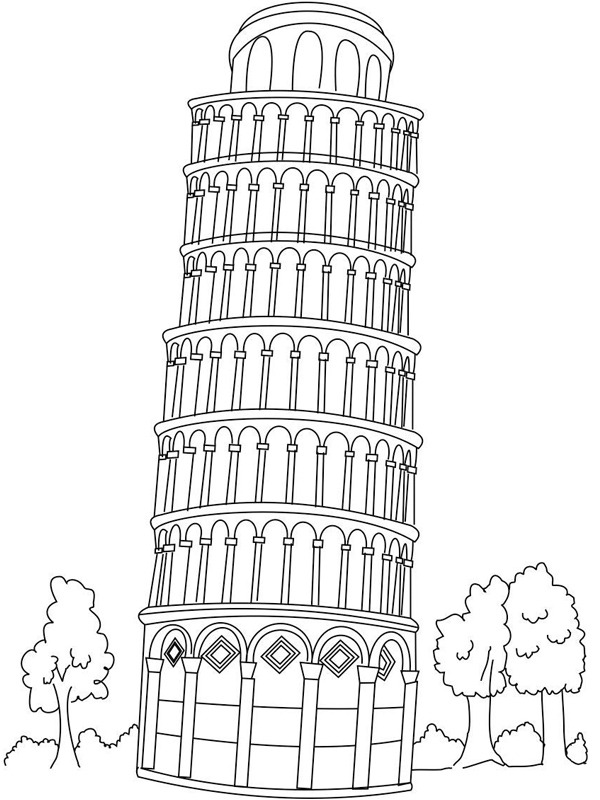 Toren van Pisa Kleurplaat