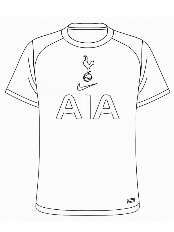 Tottenham Hotspur voetbalshirt kleurplaat Tottenham Hotspur voetbalshirt kleurplaat