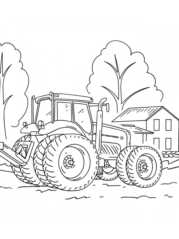 Tractor op de boerderij Kleurplaat