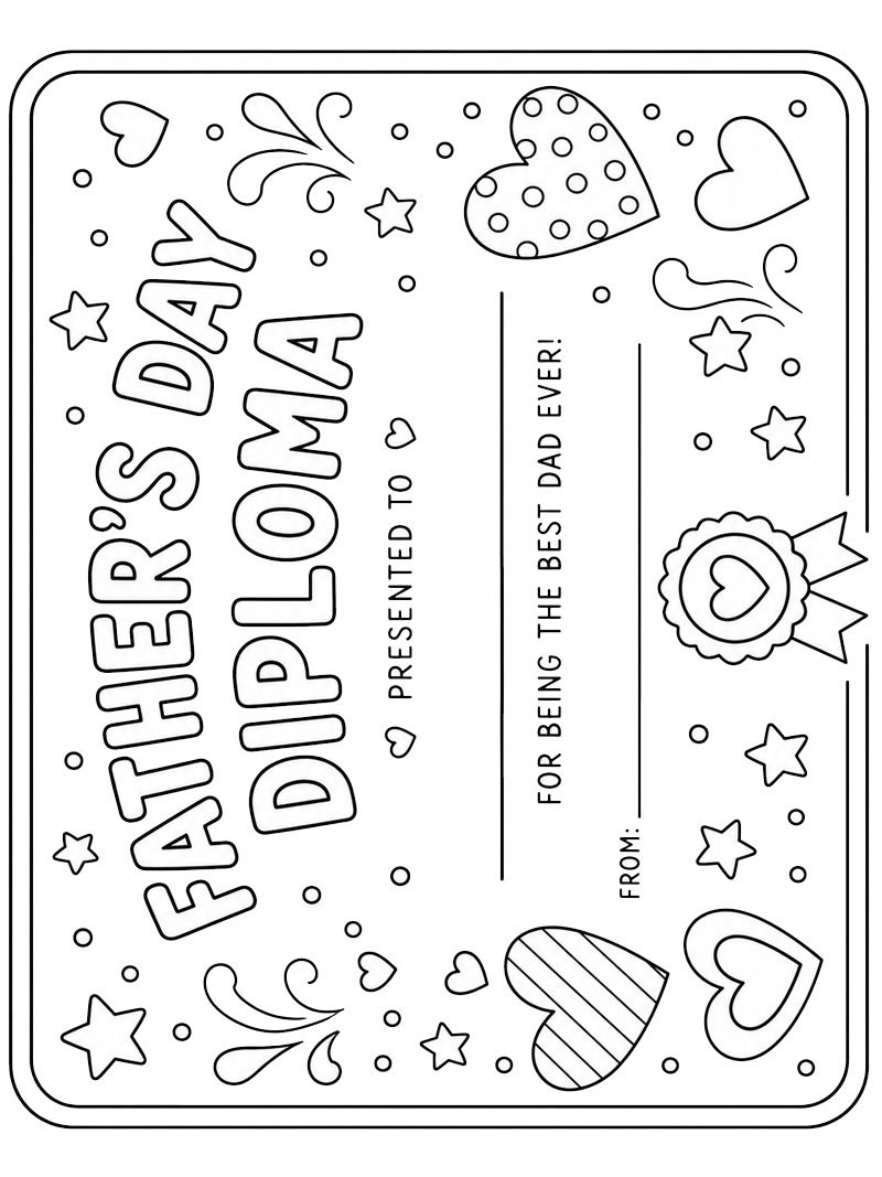 Vaderdag diploma kleurplaat Vaderdag diploma kleurplaat