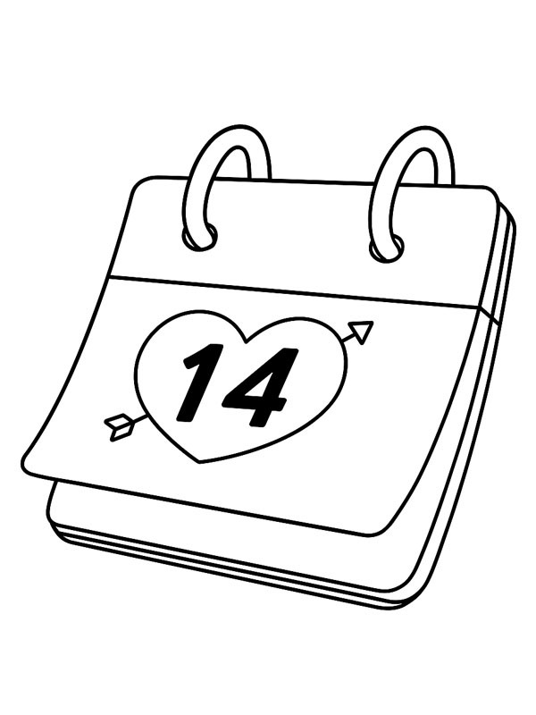 Valentijnsdag kalender kleurplaat Valentijnsdag kalender kleurplaat