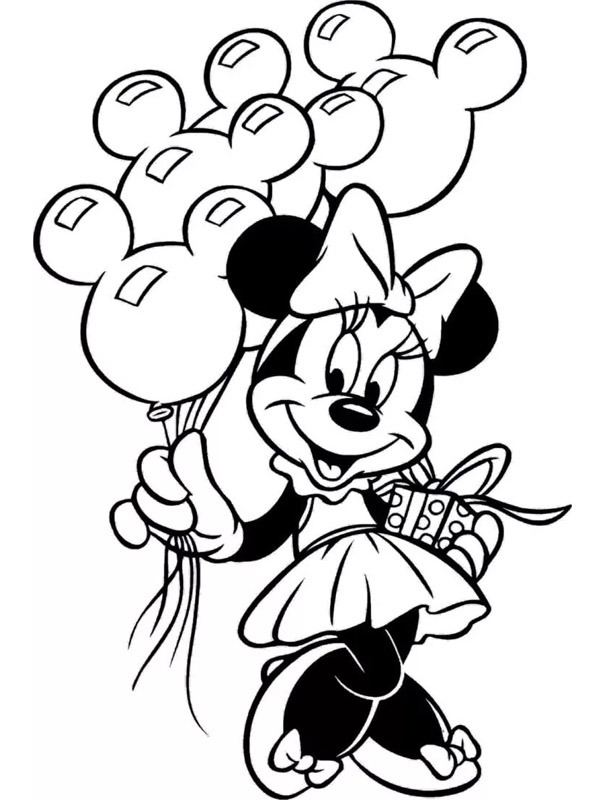 verjaardag minnie mouse Kleurplaat