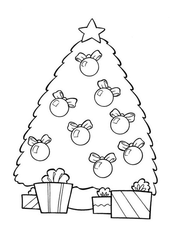 Versierde kerstboom Kleurplaat Versierde kerstboom Kleurplaat