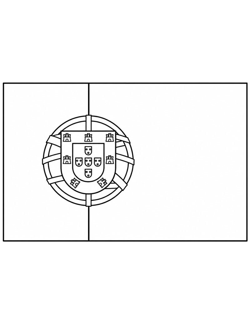 Vlag van Portugal kleurplaat Vlag van Portugal kleurplaat