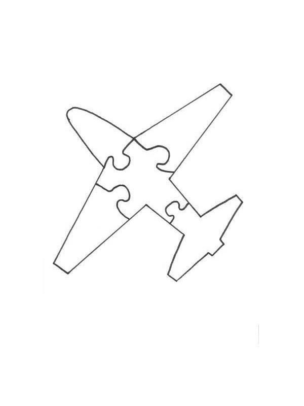 vliegtuig puzzel Kleurplaat