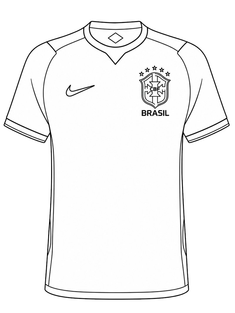 Voetbalshirt Brazilië kleurplaat Voetbalshirt Brazilië kleurplaat