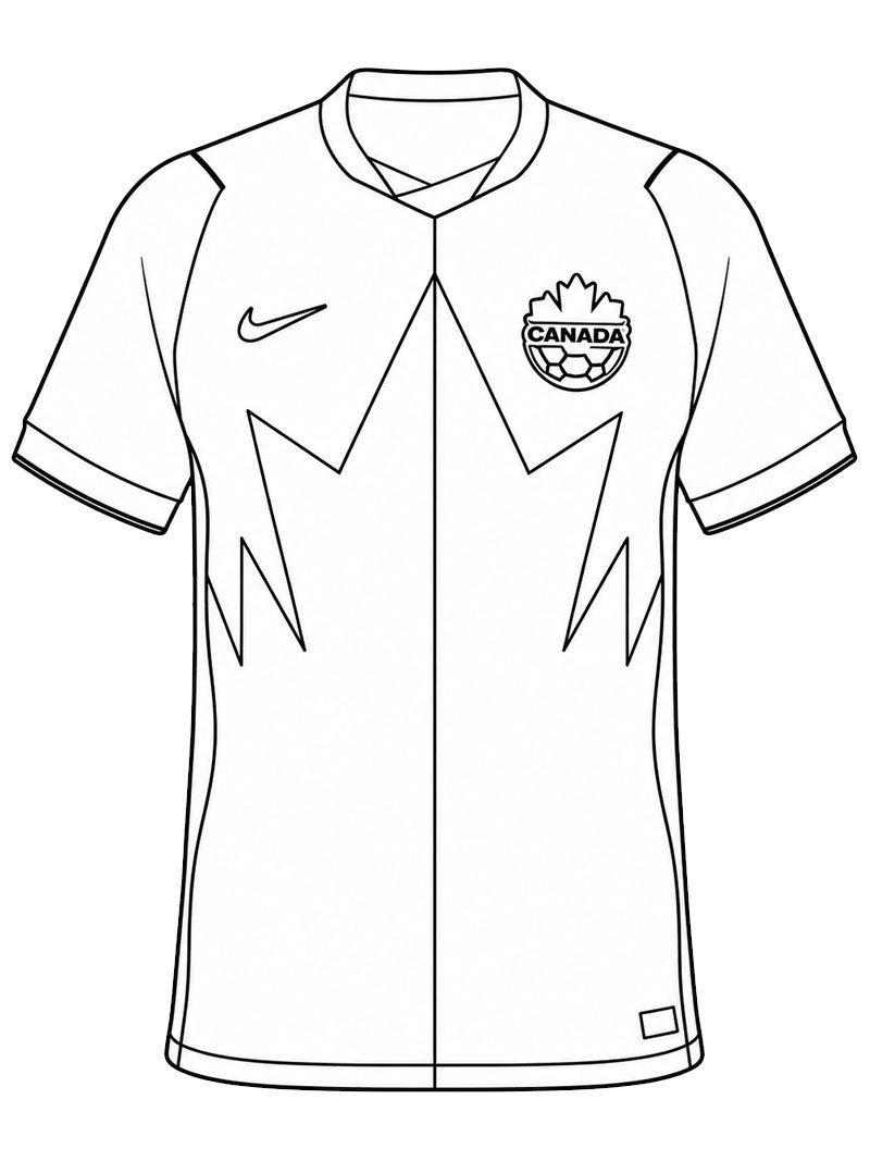 Voetbalshirt Canada kleurplaat