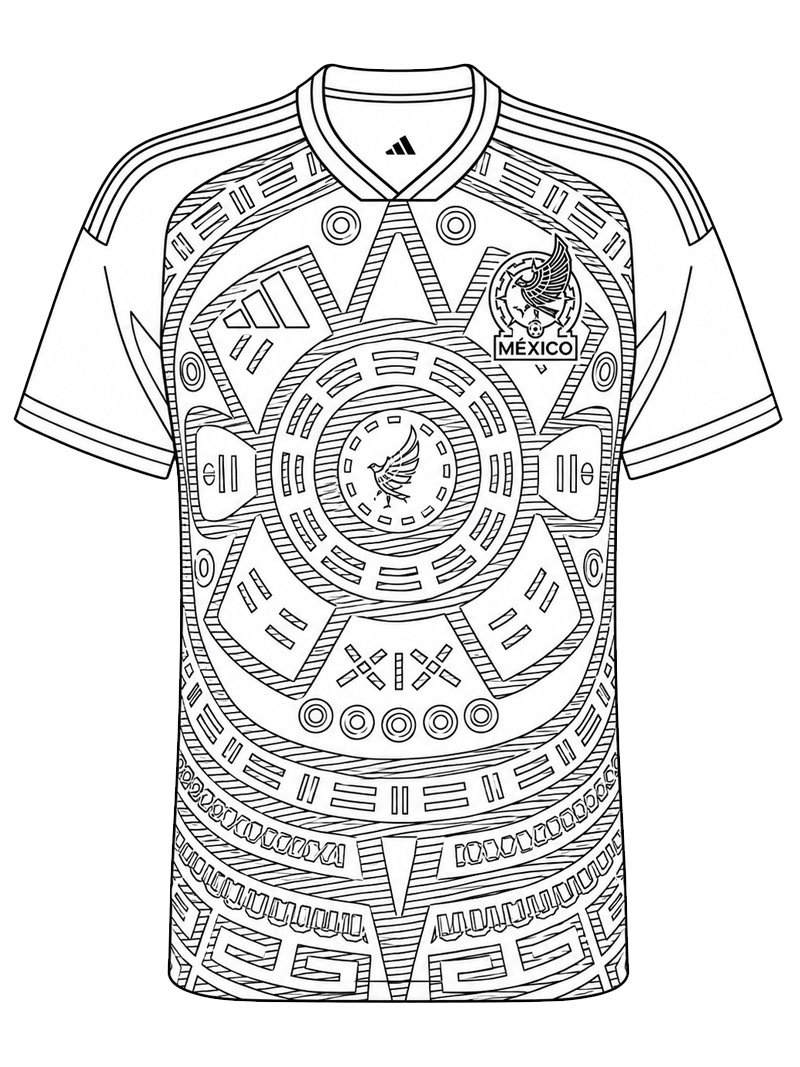 Voetbalshirt Mexico kleurplaat