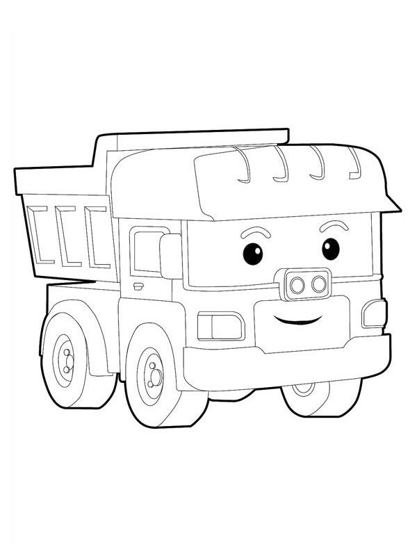 Vrachtauto Dumpoo (Robocar Poli) Kleurplaat