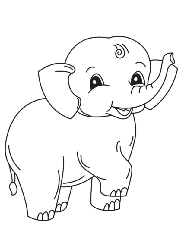 Vrolijke olifant Kleurplaat