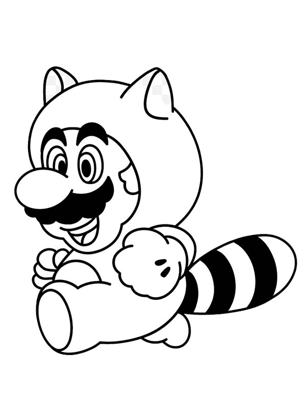 Wasbeer Mario kleurplaat Wasbeer Mario kleurplaat