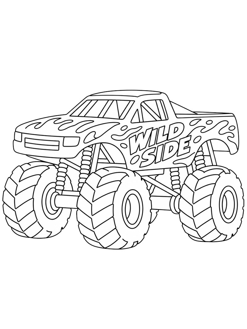 Wild Side Monster truck kleurplaat Wild Side Monster truck kleurplaat