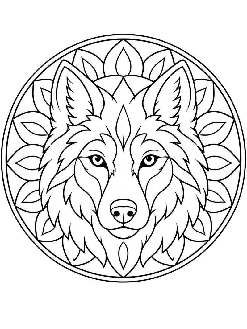 Wolf mandala kleurplaat Wolf mandala kleurplaat