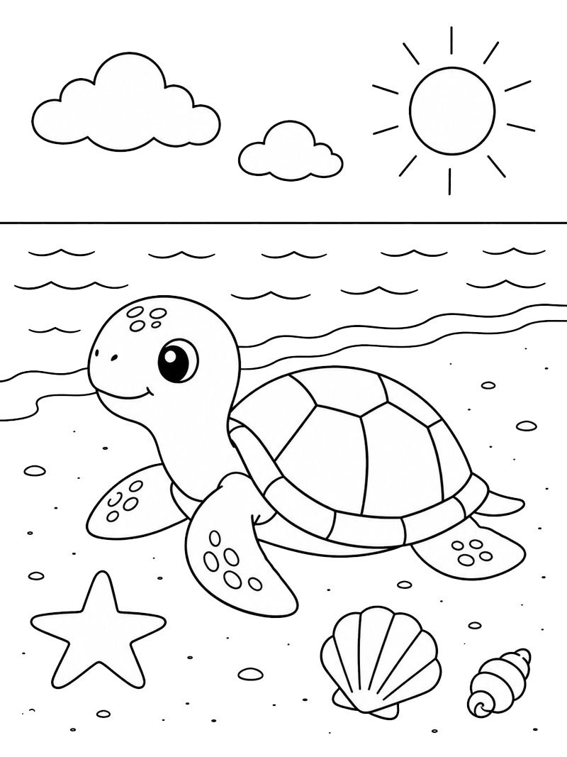 Zeeschildpad op het strand kleurplaat Zeeschildpad op het strand kleurplaat